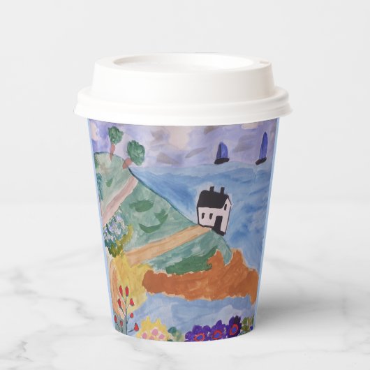 Sommerküste und Blume Papier Cups Pappbecher (Vorderseite)