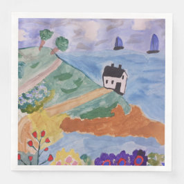 Sommerküste und Blume Papier Napkins Serviette