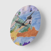 Sommerküste und Blume Runde Wanduhr (Winkel)