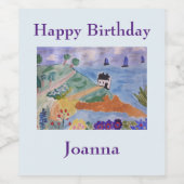 Sommerküste und Blume Weinsiegel Weinetikett (Einzelnes Label)