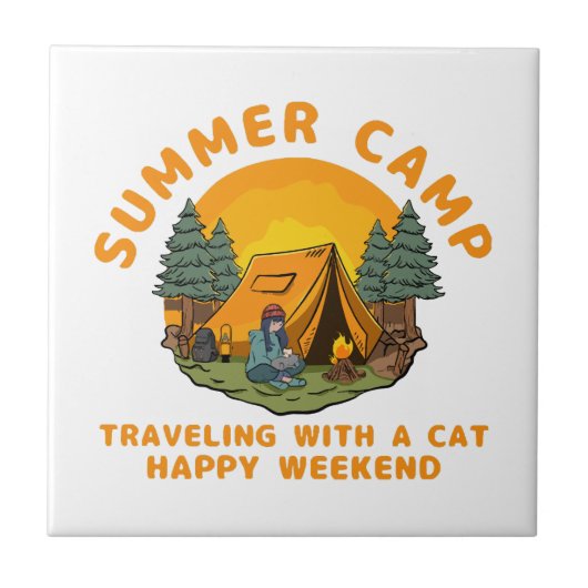 Sommerlager mit Katze Fliese (Vorderseite)