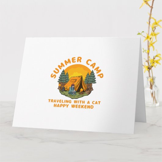 Sommerlager mit Katze Karte (Gelbe Blume)