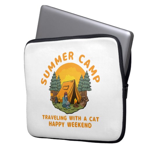 Sommerlager mit Katze Laptopschutzhülle (Vorderseite Links)
