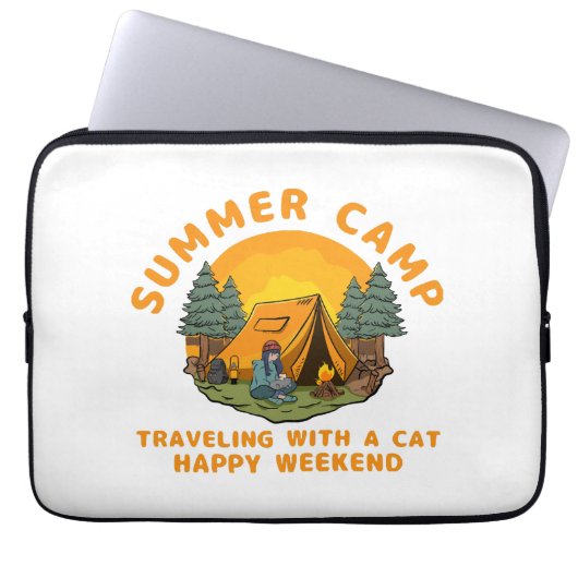 Sommerlager mit Katze Laptopschutzhülle (Vorderseite)
