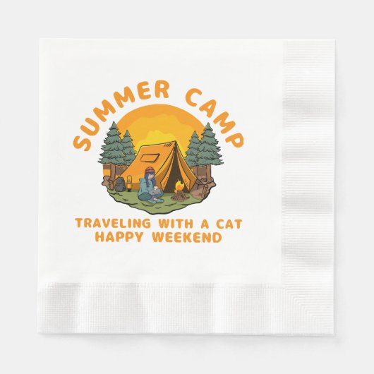 Sommerlager mit Katze Serviette (Vorderseite)