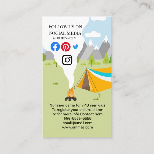 Sommerlager Strandlager Sommerpause Visitenkarte (Rückseite)