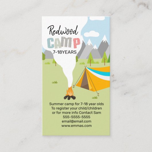 Sommerlager Strandlager Sommerpause Visitenkarte (Vorderseite)