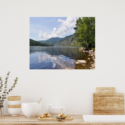 Sommerlandschaft mit Fluss Poster (Küche)