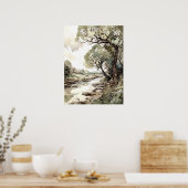 Sommerlandschaft Wasserfarbe Poster (Küche)