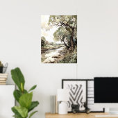 Sommerlandschaft Wasserfarbe Poster (Heimbüro)