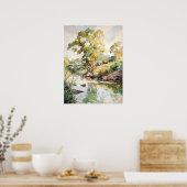 Sommerlandschaft Wasserfarbe Poster (Küche)