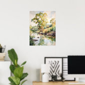 Sommerlandschaft Wasserfarbe Poster (Heimbüro)