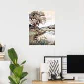 Sommerlandschaft Wasserfarbe Poster (Heimbüro)