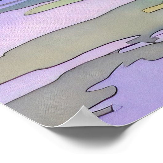 Sommerlandschaft Wasserfarbe Poster (Ecke)