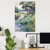 Sommerlandschaft Wasserfarbe Poster (Heimbüro)