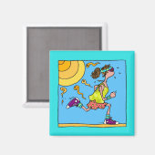 Sommerläuferin (Frau) Magnet (Vorderseite/Rückseite)