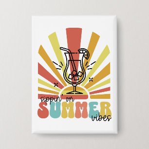 Sommerlaune genießen, Retro-Sonne, Cocktailglas Button
