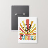 Sommerlaune genießen, Retro-Sonne, Cocktailglas Button (Vorderseite/Rückseite)