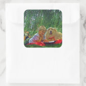 Sommerlektüre Quadratischer Aufkleber (Tasche)