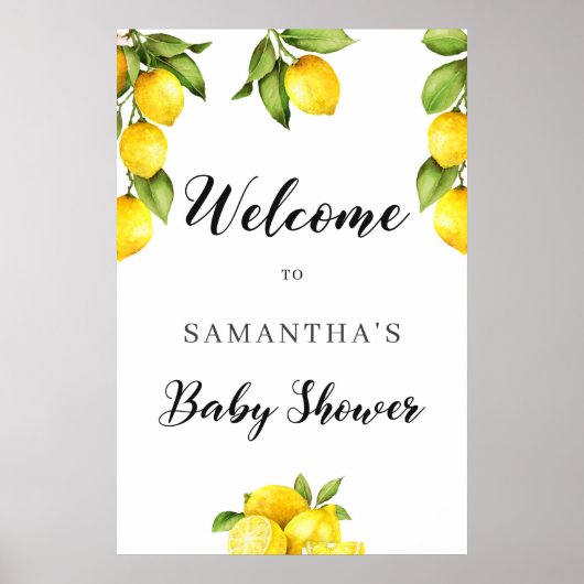 Sommerlemon Baby Dusche Willkommensschild Poster (Vorne)