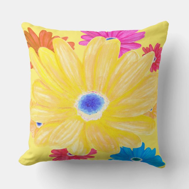 Sommerlemon Gelbblütenwirbel Kissen (Vorderseite)