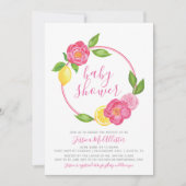 Sommerlemon Gelbe Rose Girl Babydusche Einladung (Vorderseite)