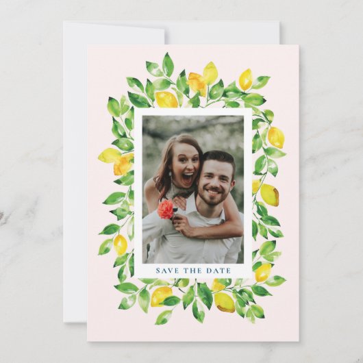 Sommerlemonen und Laub Foto Save The Date (Vorderseite)