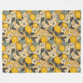 Sommerlemonen und weiße Blume Fleecedecke (Vorderseite (Horizontal))