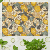 Sommerlemonen und weiße Blume Geschirrtuch (Gefaltet)