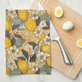 Sommerlemonen und weiße Blume Geschirrtuch (Viertel Falte)