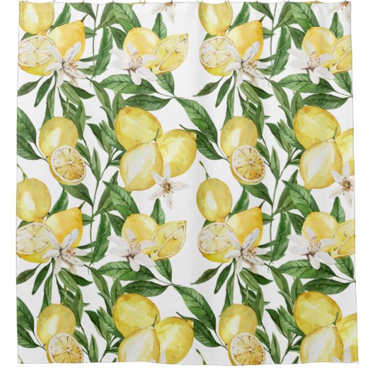 Sommerlemonen und Zitronenblütenmuster Duschvorhang (Vorderseite)