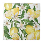 Sommerlemonen und Zitronenblütenmuster Fliese (Vorderseite)