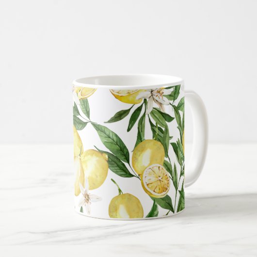 Sommerlemonen und Zitronenblütenmuster Kaffeetasse (VorderseiteRechts)