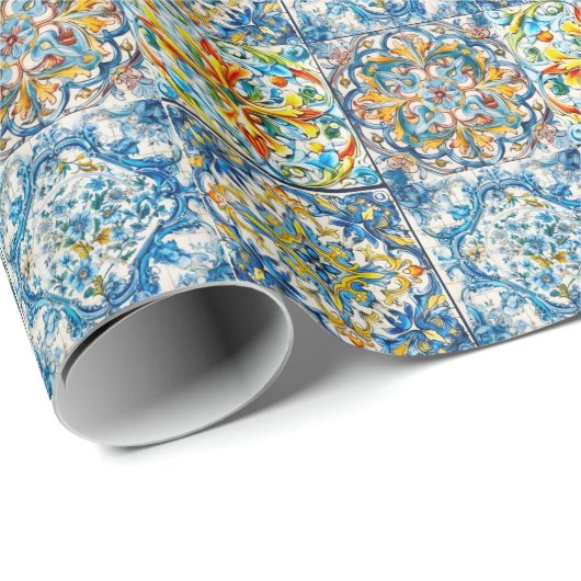 sommerlich blühende Zitrusfrüchte Geschenkpapier (Rolleneckpunkt)