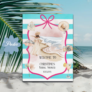 Sommerlich-chic Strand und Wellen Junggesellinnena Poster
