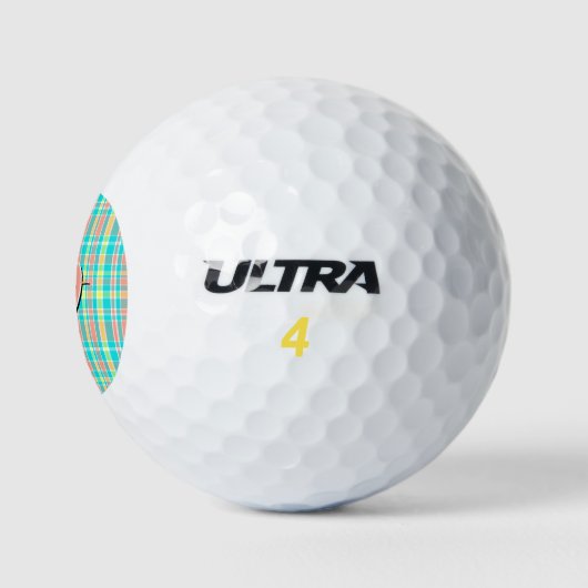 Sommerlich Kariert türkis, rosa, gelb Golfball (Logo)