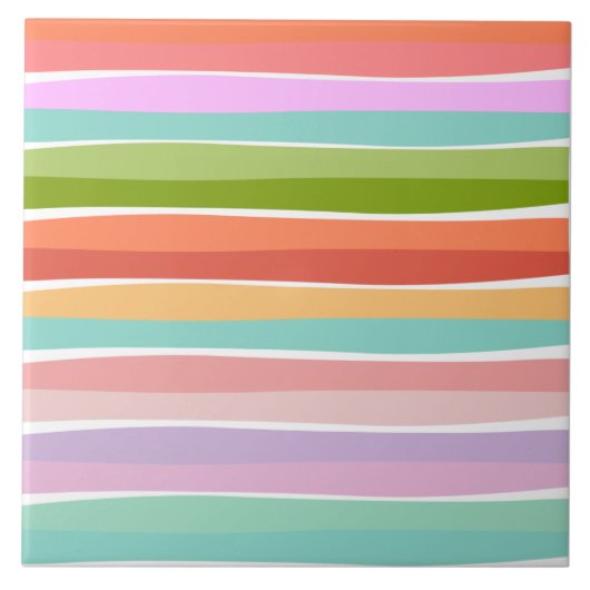 Sommerlich lebhafte Stripkinder Fliese (Vorderseite)