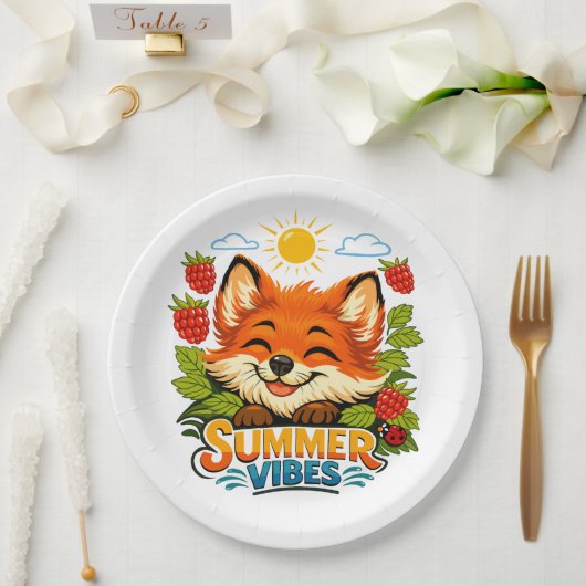 Sommerlich mit Fuchsdesign Pappteller (Hochzeit)
