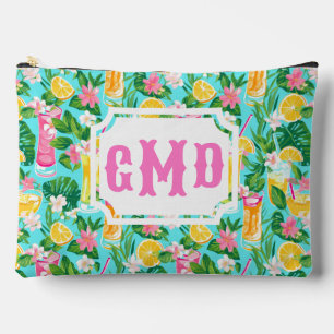 Sommerlich-preppy-tropische Cocktails   Monogramm Zubehörtasche