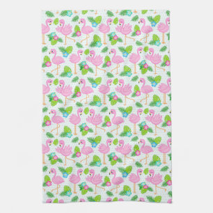 Sommerlich Tropischer Flamingo und Blumenmuster Geschirrtuch
