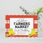Sommerliche Bauern Markt Gemüse Picknick Geburtsta Einladung (Stehend Vorderseite)