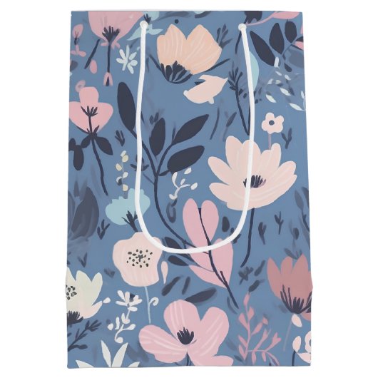 Sommerliche Blume Abstrakt Mittlere Geschenktüte (Rückseite)