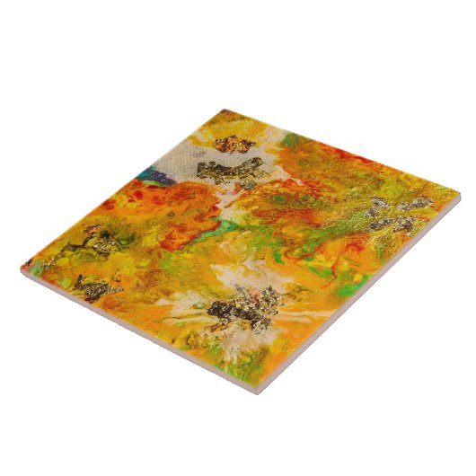 Sommerliche Blume abstrakt Orangengelb Fliese (Seite)