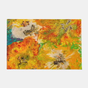 Sommerliche Blume abstrakt Orangengelb Fußmatte