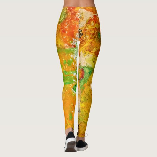 Sommerliche Blume abstrakt Orangengelb Leggings (Rückseite)
