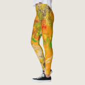 Sommerliche Blume abstrakt Orangengelb Leggings (Links)
