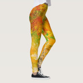 Sommerliche Blume abstrakt Orangengelb Leggings (Rechts)