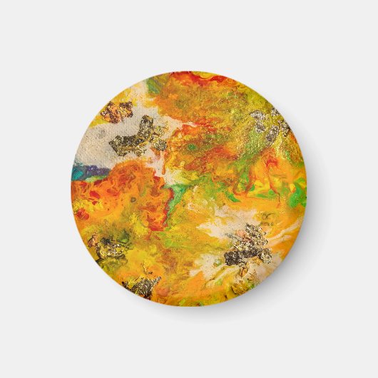 Sommerliche Blume abstrakt Orangengelb Magnet (Vorne)