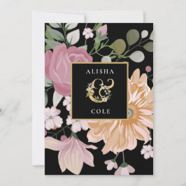 Sommerliche Blume auf der Schwarzen Hochzeit Einladung