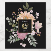 Sommerliche Blume auf der Schwarzen Hochzeit Weinetikett (Einzelnes Label)